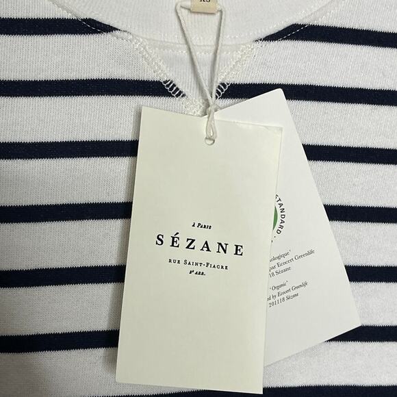 SEZANE STRIPED ORGANIC‎ COTTON SWEATSHIRT SIZE XS NWT - Picture 7 of 10